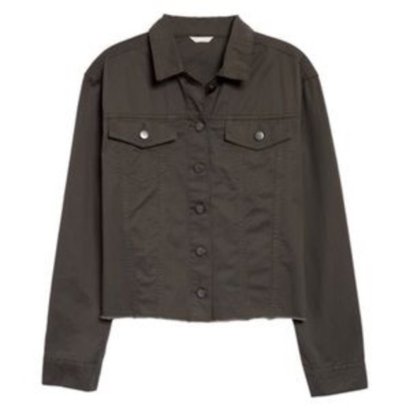 Caslon Fringe Hem Twill Women's Jacket in Green - Picture 1 of 9